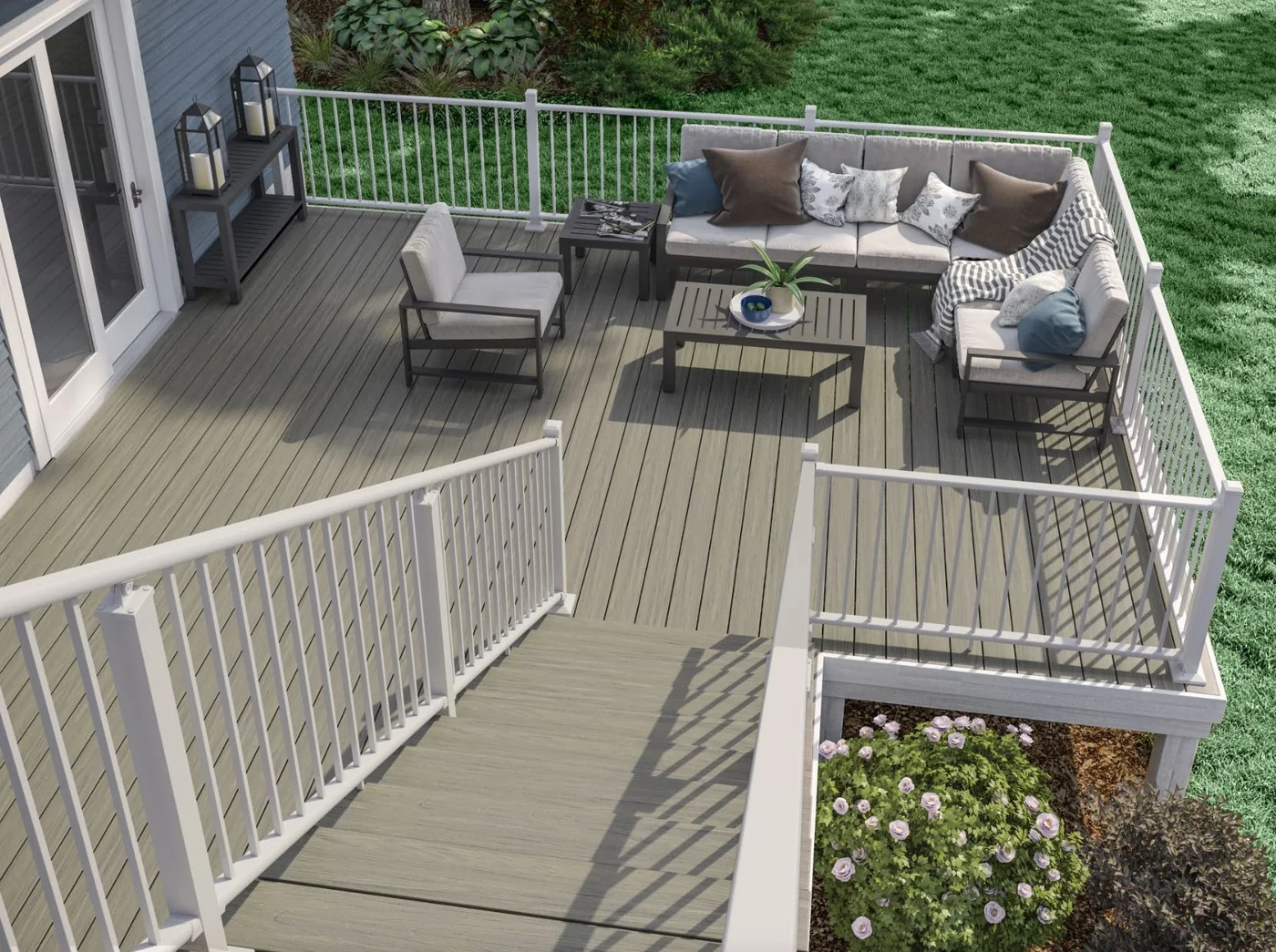 An outdoor deck with seating